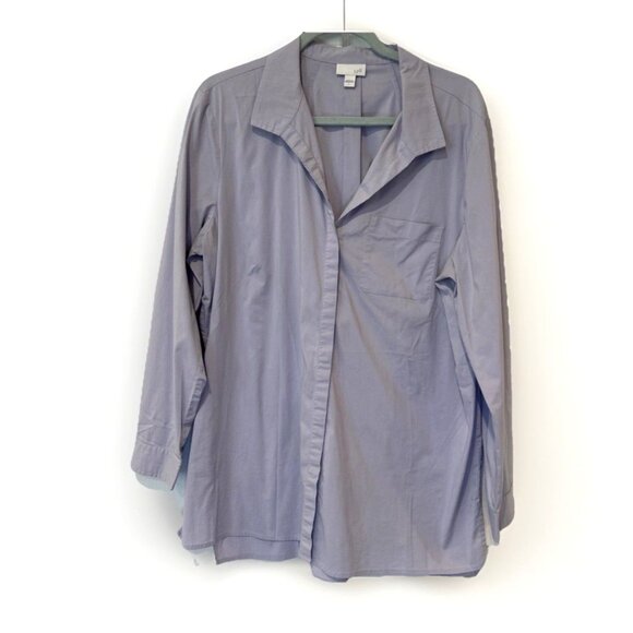 J.Jill Womens Blouse L Lilac Purple Button Down High Low Oversized Career - Picture 1 of 8